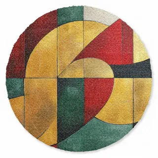 MuchoWow Fußmatte Rund Abstrakt - Weihnachten - Gold - Rot - Grün, Rechteckig, Schmutzfangmatte, Teppich, Türmatte 90x90 cm grün|rot 90 cm x 90 cm