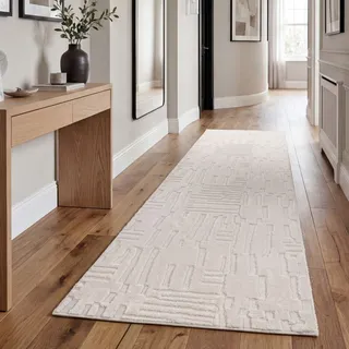 Paco Home Hochflorteppich 80 x 300 cm Creme