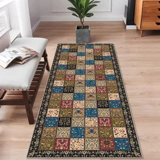 Bnehwogu Küchenläufer rutschfest 110 x 250 cm, Küchenteppich Waschbar, Teppich Läufer Flur Lang, Modern Küchenmatten, Korridor Teppich Läufer für Küche, Eingang, Wohnzimmer, Schlafzimmer, Waschküche