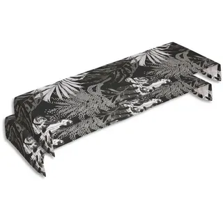 Tischläufer, Grau, Schwarz, Weiß, Textil, Blätter, rechteckig, 40x140 cm, Oeko-Tex® Standard 100, Wohntextilien, Tischwäsche, Tischläufer