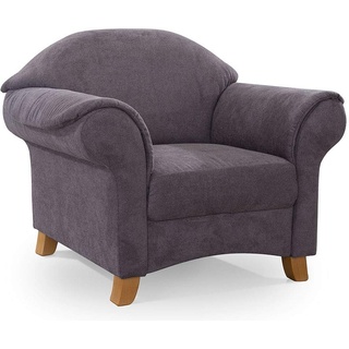 Cavadore Sessel Maifayr mit Federkern / Moderner Lounge-Sessel im Landhausstil mit Holzfüßen / 109 x 90 x 90 / grau