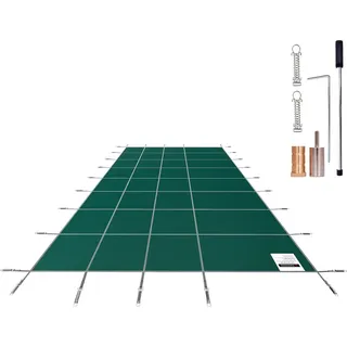 SucceBuy Pool-Sicherheitsabdeckung für rechteckige Einbaupools (14 x 26 Fuß), Sicherheitsabdeckung aus massivem Netzgewebe mit Abflusslöchern, W... - Grün