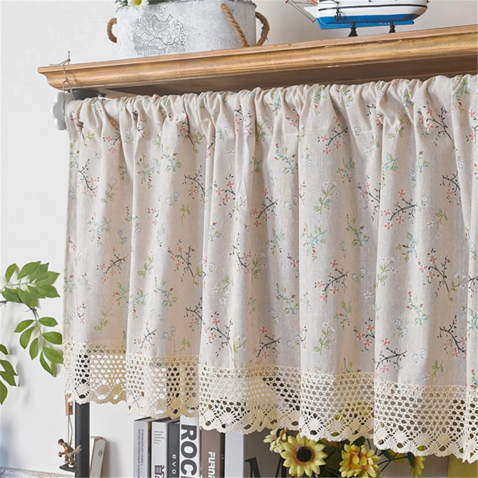 Scheibengardine Landhaus | Rot-Grün Karomuster Mit Spitze | 90x45 Cm | Blickdicht | Für Küche, Wohnzimmer, Bistro