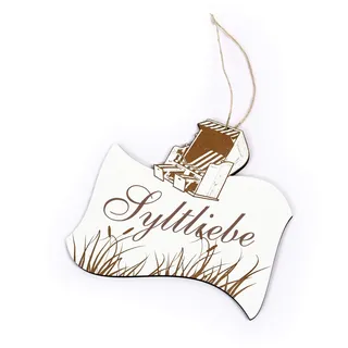 Maritimes Schild SYLT LIEBE - Strandkorb Schilf Deko - 20 x 20 cm