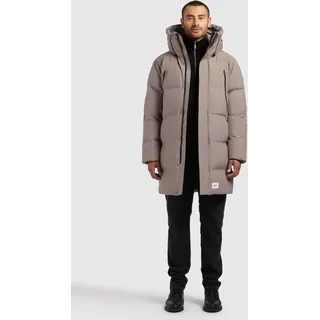 Steppmantel KHUJO "MORSE3", Herren, Gr. L, greige, 100% Polyester, unifarben, regular fit ca. Mitte Oberschenkel, eingesetzt gerader Abschluss mit innenliegendem Gummizug, Mäntel Steppmantel