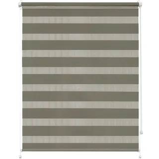Rettika Doppelrollo Klemmfix ohne Bohren – Grau-braun – Breite 70 cm, Höhe 150 cm – Duo Rollo für Innenräume, Sichtschutz Fensterrollo mit Lichtregulierung
