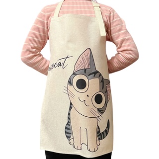 Phantomon Niedliche Katzen-Cartoon-Schürze, japanischer Stil, lustig, Baumwolle, Teenager, Küchenschürze, Backschürze (Kindergröße)