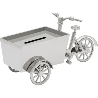 Silbernes Sparschwein für Kinder, elegant als Geschenk, Lastenfahrrad Größe: 16x7H 8cm Artikelnummer: ZV6165061