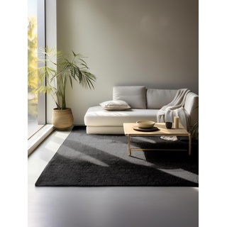 Hanse Home Jute Teppich – Natur Wohnzimmerteppich aus 100% Jute - Handgewebt & Umweltfreundlich – Boho Naturfaser Juteteppich für Wohnzimmer, Schlafzimmer, Esszimmer – Schwarz, 60x90cm