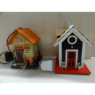 Vogelhaus bunt Gartenhaus Leuchte Lampe LED Holz rustikal  ! Neuheit  house lamp