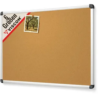VISCOM Kork-Pinnwand Groß - 90 x 120 cm - Korktafel mit Aluminium-Rahmen