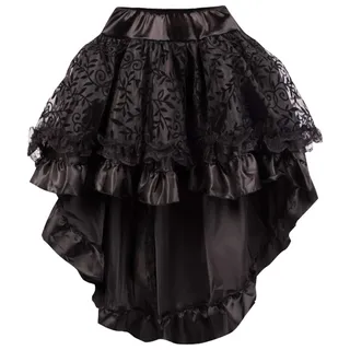 r-dessous Damen Rock schwarz Burleske Victorian Gothic Steampunk Skirt Corsage Chiffon Übergrößen Vintage Groesse: L/XL - 40-42