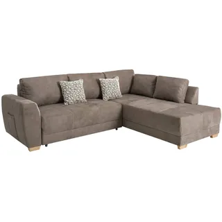 Riess Ambiente Moderne Wohnlandschaft Norway Taupe Schlafsofa inkl. Kissen Schlafcouch Sofa