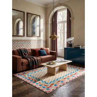 KADIMA DESIGN Wollteppich Schachbrett Bunt 180 x 230 cm - DAHLIA Kadima Design