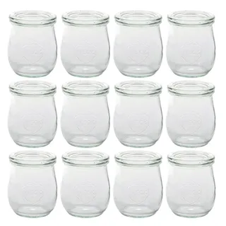 WECK Einmachglas 12er Pack Tulpen Gläser Vorspeisen Dessert Glas mit Deckel 220ml, Glas, (Set, 12-tlg., Tulpengläser), Vorpseisen oder Dessert Glas weiß