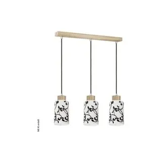 SPOT Light Pendelleuchte Bosco Eiche weiß anthrazit Echtholz Glas B/L/D: ca. 54x110x10 cm E27 3 Brennstellen - Anthrazit, Eiche, Weiss