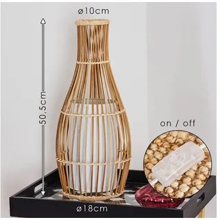 hofstein Stehlampe »Archi« Tischlampe Vintage aus Bambus/Stoff in Natur/Weiß, ohne Leuchtmittel, Ø18cm, E27, Leuchte im Boho-Style mit An-/Ausschalter am Kabel beige|braun