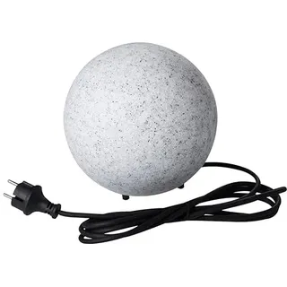 JungesLicht Marmo IP65 Kugelleuchte für Garten mit E27 Sockel Kugel Außenleuchte Naturstein Optik Granit Dekoleuchte Gartenleuchte Stein Gartenkugel Stone Erdspieß 230V 2,5M Kabel (Durchmesser ⌀ 28cm)