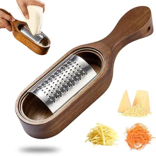 Parmesanreibe Mit Behälter, Edelstahl Käsereibe Mit Holzgriff Shredder Zester Re