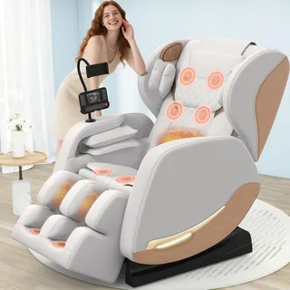 Massagesessel,Ganzkörper-Massagestuhl mit 14 Rollen, 8 Airbags, Fußmassage,Massagesessel mit Wärmefunktion Rücken & Beine, Bluetooth Player, 2-in-1 Touchscreen Zero Gravity Liegestuhl für Heimkino
