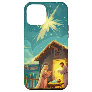 Hülle für iPhone 15 Pro Max Krippe Krippe Weihnachtsstern von Bethlehem