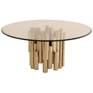 JVmoebel Esstisch Runder Glastisch in Gold für stilvolles Esszimmerdesign (1-St., Esstisch), Made in Europa goldfarben