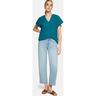 Klassische Bluse ZERO "Damen", Damen, Gr. 44, grün (deep lagoon), Obermaterial: 80% Viskose, 15% Polyamid, 5% Polyester, durchscheinend, figurumspielend normal, V-Ausschnitt, Blusen Bluse