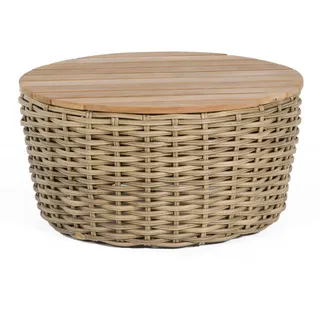 Natur24 Sands Lounge-Tisch 91x91 Kunststoffgeflecht Light-Oaks