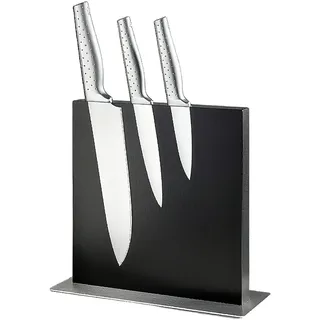 Trhillsbrad Magnetischer Messerblock aus Edelstahl-Magnetische Messerhalterung Doppelseitiger Messerhalter in Schwarz, Freistehender Messerorganizer für Küchentheke