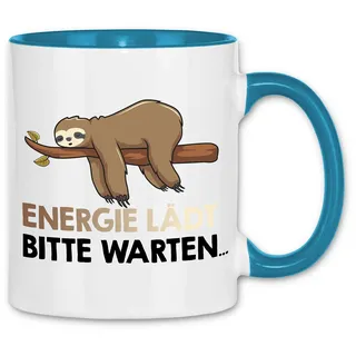 wowshirt Tasse Energie Lädt Bitte Warten Faultier Arbeit Job Büro-Humor Chef, Farbe:White - Light Blue