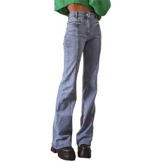 Vintage Y2k Straight Jeans for Women Fashion Streetwear Red Star Patchwork Mid-Rise Denim Pants Aesthetic Trousers,M - M
