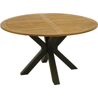 DEGAMO Tisch MADEIRA 130cm rund, Metall anthrazit + Akazie geölt, FSC®-zertifiziert