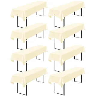 8 Stück Tischdecke Bierzeltgarnitur 100 x 250cm Biertisch Tischdecke wasserdichte Polyester Bierbank Tischdecken für 50 und 70cm Biertische, Rechteckige Tischdecken für Hochzeitsfeiern(Beige)