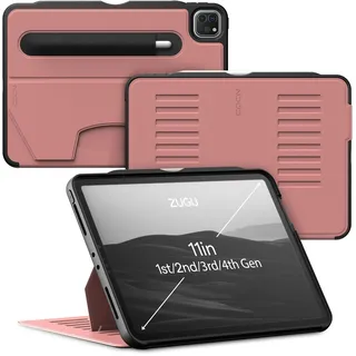 ZUGU iPad Pro 11 Hülle 2022/2021 / 2020/2018 4. / 3. / 2. / 1. Generation schlanke Schutzhülle 8 Winkel-Ständer magnetisch, Aufladen iPad Stiftes Auto Sleep/Wake Up [ iPadPro 11 Wüstenrose Rosa ]