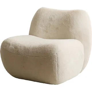 DELIFE Cocktailsessel Zena, Plüsch Creme-Weiß 75x85 cm Loungesessel