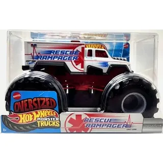 Hot Wheels Monster Trucks Rescue Rampager Ambulance Die-Cast Vehicle, Maßstab 1:24, Oversized