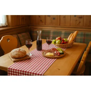 texpot Landhaus Tischläufer 40 x 140 cm rot-weiß kariert 100% Baumwolle