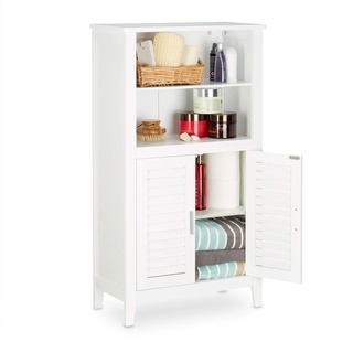 Relaxdays 10020919 LAMELL, Badschrank, Telefonschrank, Küchenschrank, HBT: ca. 92 x 50 x 25, 5 cm, weiß Badezimmerschrank, Bambus, 50 x 25.5 x 92 cm