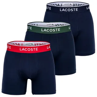 LACOSTE Herren Boxershorts, 3er Pack - Boxer Briefs, Cotton Stretch, Logobund Dunkelblau L
