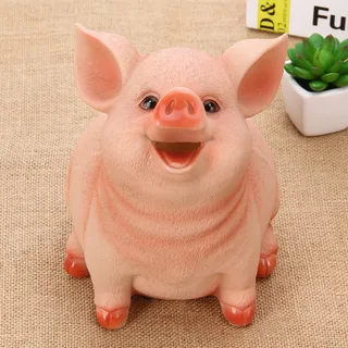 Niedliches Sparschwein Aus Umweltfreundlichem Harz, Große Größe (21 X 16 X 16 Cm), Schweinemotiv.