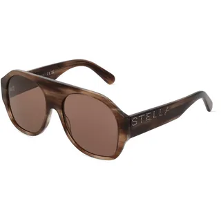 Stella McCartney SC40054I Damen-Sonnenbrille Vollrand Pilot Bio-Acetat-Gestell, braun