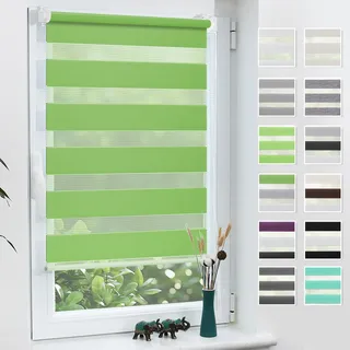 Grandekor Doppelrollo Klemmfix ohne Bohren 65x130 cm (Stoffbreite 65 cm) | Grün Fenster Rollos für innen Klemmrollos Duo Rollo Sichtschutz Hitzeschutz feuchtbeständig für Wohnzimmer einfache Montage