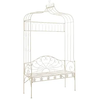 yorten Metall Rankhilfe Rosenbogen mit Bank 2-Sitzer Sitzbank mit Rankgitter Garten Deko-Gartenbank Torbogen 122 x 43 x 220 cm (B x T x H) Antik Wei?