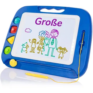 SGILE Große Magnetische Maltafel Zaubertafel Kinder, Magnet Magnettafel mit 4 Stempeln, Kreatives Spielzeug ab 2 Jahren, Geschenk für Jungen & Mädchen 1 2 3 4 Jahre, 42 x 32 cm, Blau