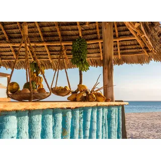 Living Walls Fototapete Designwalls Beach Bar braun creme gelb grün türkis 350 x 255 m