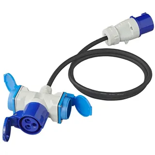 PRO PLUS Adapterkabel CEE-Stecker nach 2xSchuko und 1xCEE, 150cm