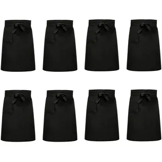 WARMWOO 8 Stück Vorbinder Schürze: 70 x 70 cm Baumwolle Voorbinders Schort, Servierschürze Kochschürze Praktisch Kellnerschürze für Gastronomie und Küche, Schwarz - 70 x 70 cm