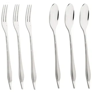 Mulex Besteck-Set Mini Besteck bestehend aus 3x Löffeln und 3x Gabeln (6-tlg), Chromstahl, praktisch für Camping, Picknick, Wandern - oder einfach für den Salat silberfarben