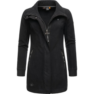 Ragwear Damen Leichter Fleece-Übergangsmantel lang windabweisend mit hohem Kragen Letrice Fleece Black Gr. 3XL - 3XL