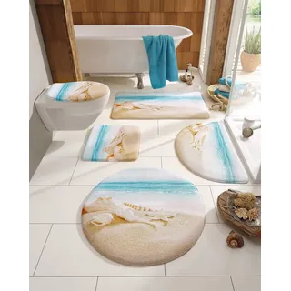 OTTO home Badematte Strand, Höhe 14 mm, Memory Schaum, schnell trocknend, fußbodenheizungsgeeignet, Kunstfaser, rechteckig, mit Strand-Motiv, Badematten auch als 2 teiliges Set erhältlich beige rechteckig | 60 cm x 100 cm x 14 mm